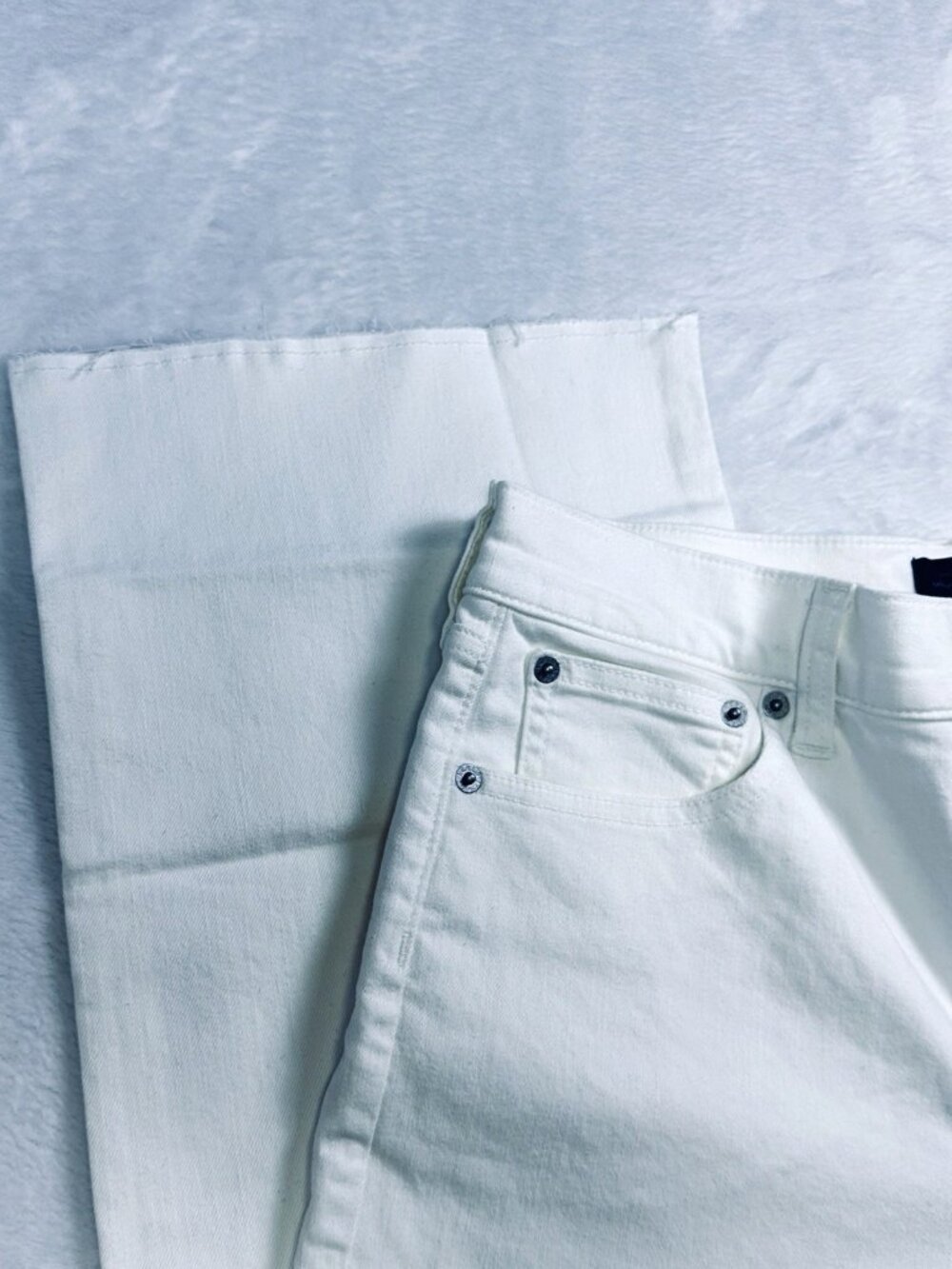 J.Crew The Wide-Leg Cropped Jean White 28 High Rise Stretch Raw Hem Denim NWT - Picture 12 of 13
